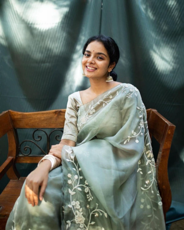 organza embroidery sarees